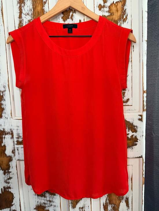 J.Crew Tops - ☀️J.Crew Red Cap Sleeve Blouse Size 00 Lightweight Flowy Resortwear Office